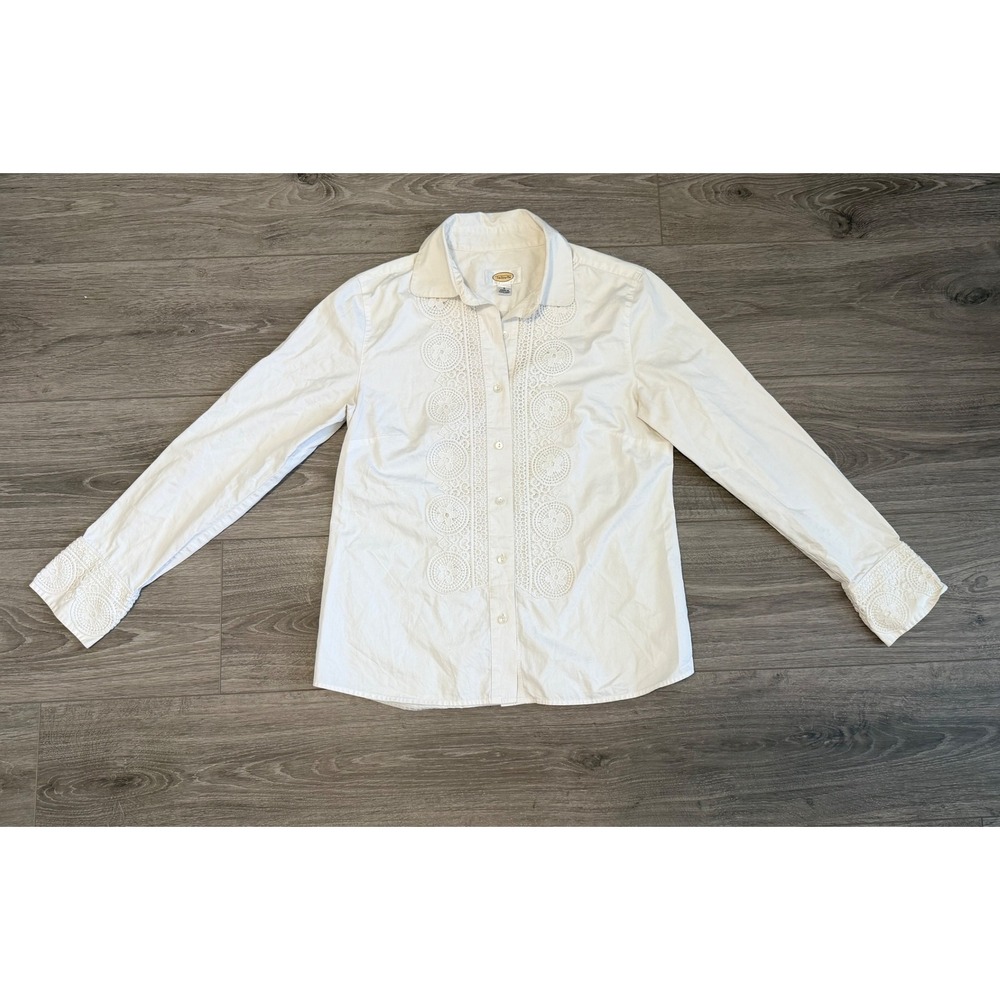 Talbots Blouse Size 6 Ivory Crochet Detail‎ Classiccore Corpcore Minimalist